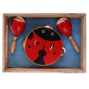 3 Pieces Red Wooden Cartoon Tambourine Musical Instruments Toys Gift for Kids Baby Toddl