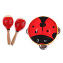 3 Pieces Red Wooden Cartoon Tambourine Musical Instruments Toys Gift for Kids Baby Toddl