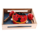3 Pieces Red Wooden Cartoon Tambourine Musical Instruments Toys Gift for Kids Baby Toddl