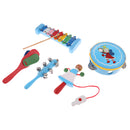 5 Pieces Blue Wooden Cartoon Tambourine Musical Instruments Toys Gift for Kids Baby Toddl