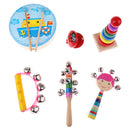 6Pcs Orff World Educational Wooden Musical Instrument Percussion Drums Bell Children's Toys Gift