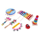 7Pcs Orff World Educational Wooden Musical Instrument Percussion Drums Bell Children's Toys Gift
