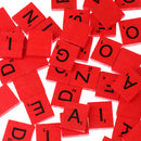 100pcs Wooden Red Letter Tiles with 2pcs Tile Racks for Crafts Scrapbook Game