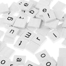 100pcs Wooden White Letter Tiles with 2pcs Wooden Tile Racks Trays Holders for Crafts Pendants Spelling