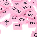 100 Pieces Wooden Pink Alphabet Spelling Tiles Captial Mixed Letters for Crafts Pendants Spelling