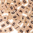 Pack of 100 Wooden Numbers&Symbols Tiles Wood Crafts for Board Game Fun Toy Gift