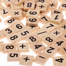 Pack of 100 Wooden Numbers&Symbols Tiles Wood Crafts for Board Game Fun Toy Gift