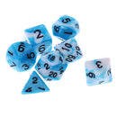 7PCS Polyhedral Dice 16mm D20 D12 D10 D8 D6 D4 for Dungeons & Dragons Table Games Blue White