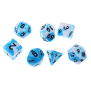 7PCS Polyhedral Dice 16mm D20 D12 D10 D8 D6 D4 for Dungeons & Dragons Table Games Blue White