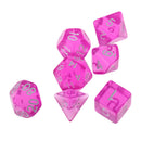 7PCS Polyhedral Dice 16mm D20 D12 D10 D8 D6 D4 for Dungeons & Dragons Board Games Clear Rose