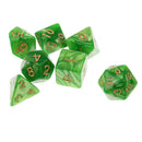 7PCS Polyhedral Dice 16mm D20 D12 D10 D8 D6 D4 for Dungeons & Dragons Board Games Yellow Green
