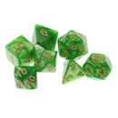 7PCS Polyhedral Dice 16mm D20 D12 D10 D8 D6 D4 for Dungeons & Dragons Board Games Yellow Green