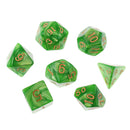7PCS Polyhedral Dice 16mm D20 D12 D10 D8 D6 D4 for Dungeons & Dragons Board Games Yellow Green