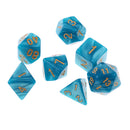 7PCS Polyhedral Dice 16mm D20 D12 D10 D8 D6 D4 for Dungeons & Dragons Table Games Blue Green