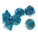 7PCS Polyhedral Dice 16mm D20 D12 D10 D8 D6 D4 for Dungeons & Dragons Table Games Blue Green