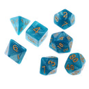 7PCS Polyhedral Dice 16mm D20 D12 D10 D8 D6 D4 for Dungeons & Dragons Table Games Blue Green