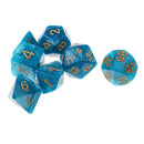 7PCS Polyhedral Dice 16mm D20 D12 D10 D8 D6 D4 for Dungeons & Dragons Table Games Blue Green