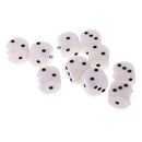 10PCS Six Sided D6 Dice Acrylic Spot Dice D6 RPG Playing Toy Game 15mm White