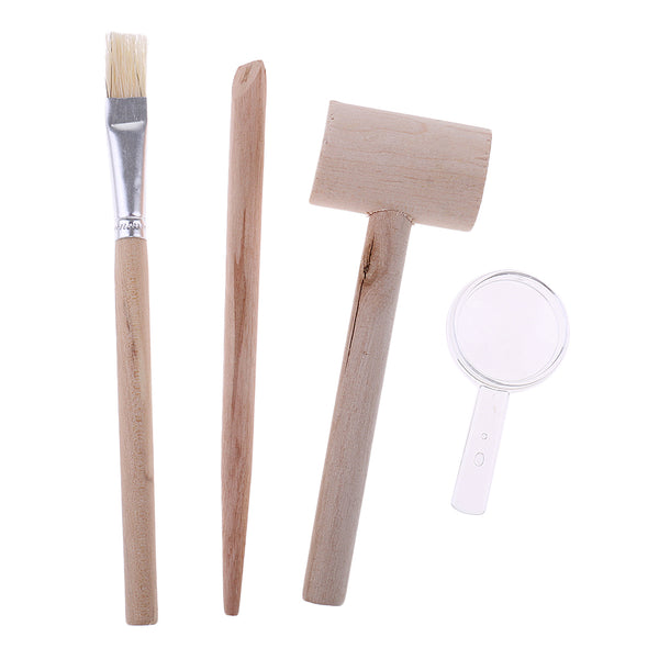1 Set Natural Stone Dig Out Unearth Discover Toy with Digging Tools Brush Magnifying Glass