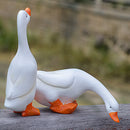 2Pcs Realistic Resin Ducks Figurine Model Statues Lawn Sculpture for Decors