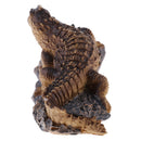 Realistic Mini Resin Crocodile Sculpture Statue with Stand for Home Office Desk Decoration Ornamen