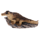 Realistic Mini Resin Crocodile Sculpture Statue with Stand for Home Office Desk Decoration Ornamen