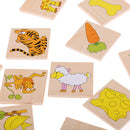Wooden Animal Food Pairing Matching Toys for Kids Home Family Game Set Gift