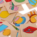 Kids Childhood Montessori Materials Wooden Toy Family Set - Shadow Matching