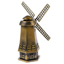 Bronzer Metal Dutch Windmill Model Statue Figurine Craft for Cafe Bar Decor