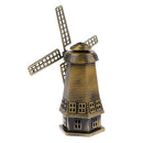 Bronzer Metal Dutch Windmill Model Statue Figurine Craft for Cafe Bar Decor