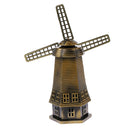 Bronzer Metal Dutch Windmill Model Statue Figurine Craft for Cafe Bar Decor