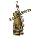 Bronzer Metal Dutch Windmill Model Statue Figurine Craft for Cafe Bar Decor