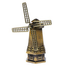 Bronzer Metal Dutch Windmill Model Statue Figurine Craft for Cafe Bar Decor