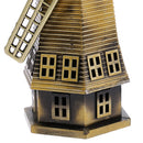 Bronzer Metal Dutch Windmill Model Statue Figurine Craft for Cafe Bar Decor