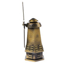 Bronzer Metal Dutch Windmill Model Statue Figurine Craft for Cafe Bar Decor