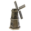 Bronzer Metal Dutch Windmill Model Statue Figurine Craft for Cafe Bars Decor