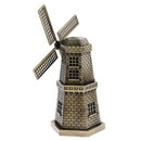Bronzer Metal Dutch Windmill Model Statue Figurine Craft for Cafe Bars Decor