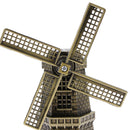 Bronzer Metal Dutch Windmill Model Statue Figurine Craft for Cafe Bars Decor