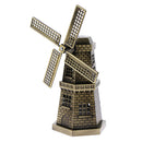 Bronzer Metal Dutch Windmill Model Statue Figurine Craft for Cafe Bars Decor