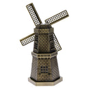 Bronzer Metal Dutch Windmill Model Statue Figurine Craft for Cafe Bars Decor