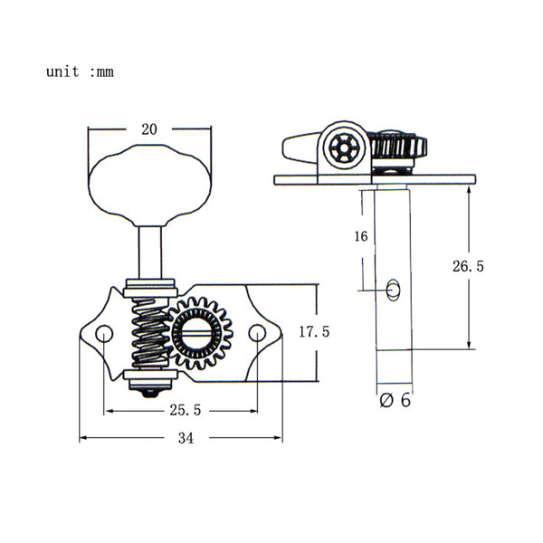 1 Set 3R3L Open Gear String Tuning Pegs Keys Tuners for Acoustic Classical Guitar