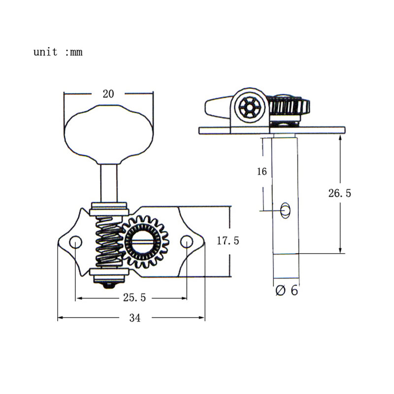 1 Set 3R3L Open Gear String Tuning Pegs Keys Tuners for Acoustic Classical Guitar