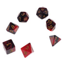 7x Acrylic Polyhedral Dice D20 D12 D10 D8 D6 D4 for Dungeons and Dragons Red & Black
