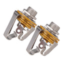 Pack of 2pc Stereo Electric Guitar Jacks 1/4'' 6.35mm Stereo Jack Socket Chrome