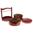 Antique Ancient Food Box Container 2 Layers Wooden Basket Collectible Craft