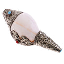 Tibetan Silver Natural Conch Shell Pendants Handmade Sea Snail Lucky Decor