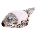 Tibetan Silver Natural Conch Shell Pendants Handmade Sea Snail Lucky Decor