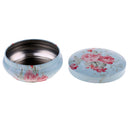 Round Metal Storage Case Container Floral for Coffee Beans Tea Sundries Blue