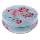 Round Metal Storage Case Container Floral for Coffee Beans Tea Sundries Blue