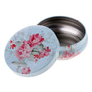 Round Metal Storage Case Container Floral for Coffee Beans Tea Sundries Blue